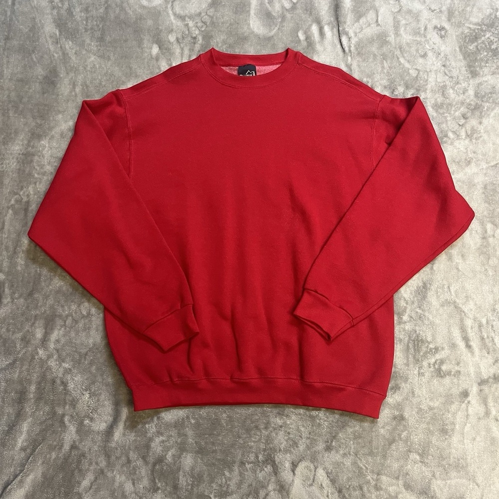 Pluma Outdoors Sweatshirt Mens XL Red Crewneck Fleece Long Sleeve Solid
